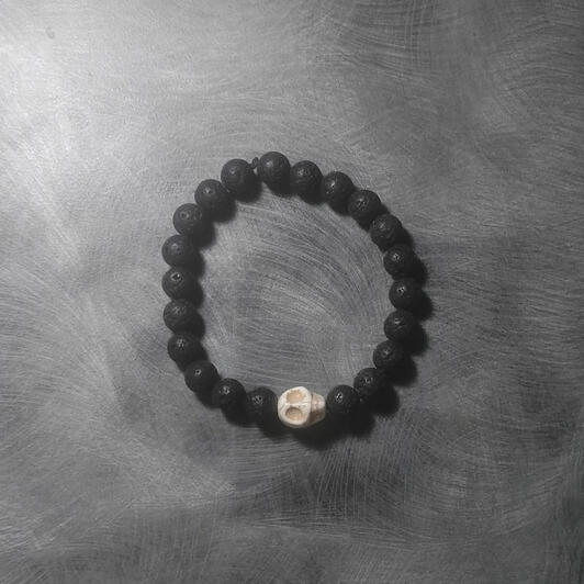 Skull Lava Stone Bracelet - $4