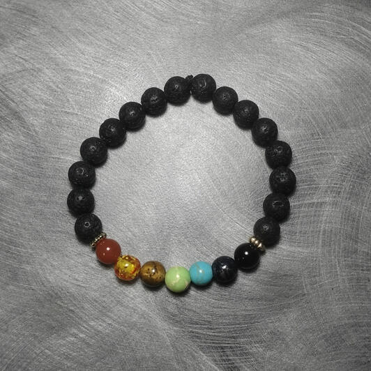 Lava Stone Chakra Bracelet - $4
