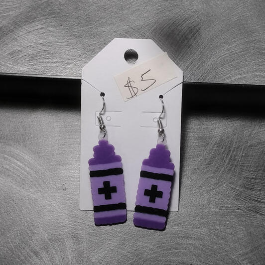 Crayon Perler Earrings (Purple) - $5