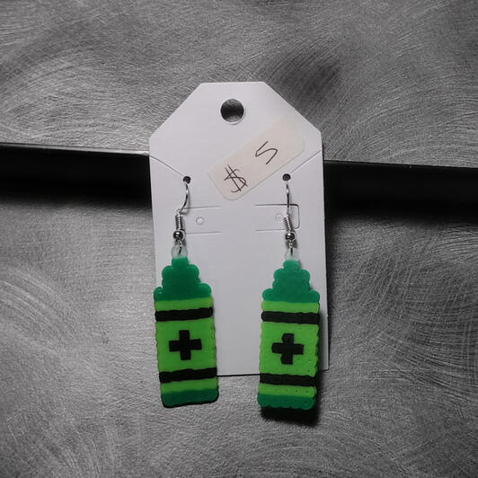 Crayon Perler Earrings (Green) - $5
