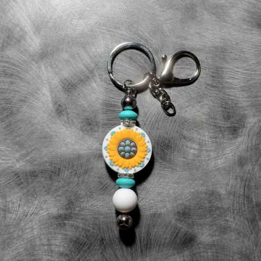 Sunflower w/ Turquoise Keychain - $6