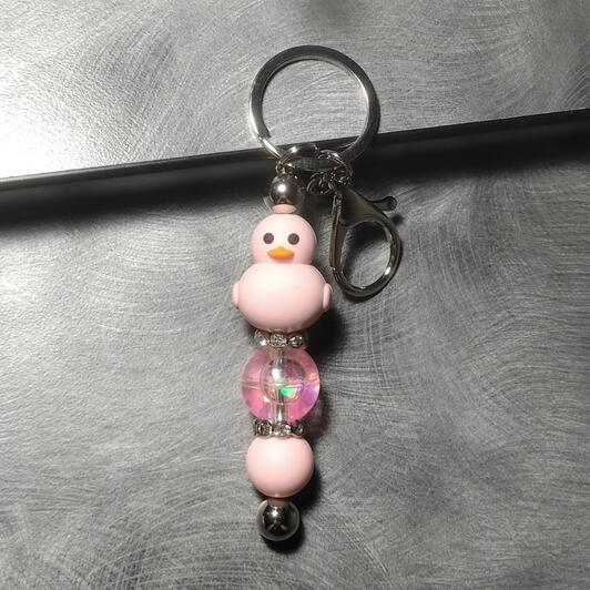 Pink Duck w/ Glitter Water Bead Keychain - $6